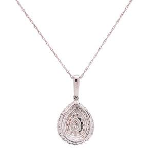 White Gold Pear Shape Double Halo Diamond Necklace 14k with 18