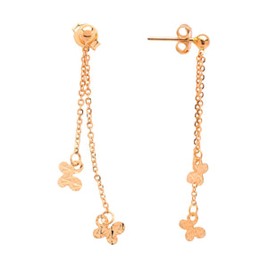 18K Yellow Gold Dangling Earrings with butterfly charms