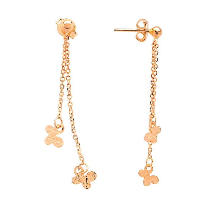 18K Yellow Gold Dangling ButterFly Charm Earrings