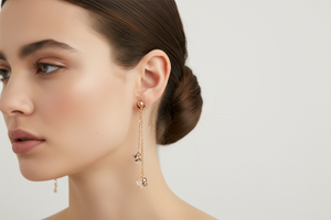 18K Yellow Gold Dangling Earrings with butterfly charms