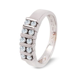 White Gold Double Channel-Set Diamond Ring, 14k, TDW: 0.3ct