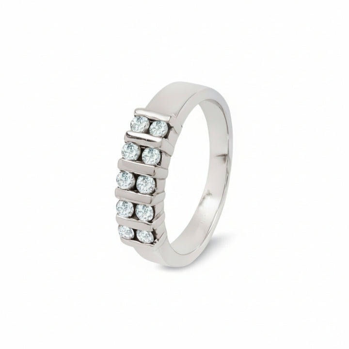 14K White Gold Double Channel Set Diamond Ring