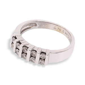 White Gold Double Channel-Set Diamond Ring, 14k, TDW: 0.3ct