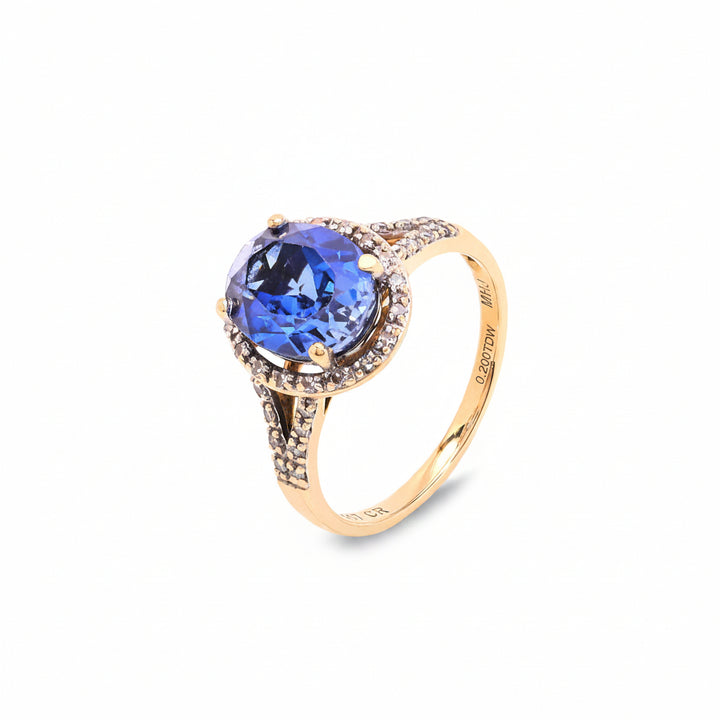 10K Yellow Gold Tanzanite and Diamond Ring