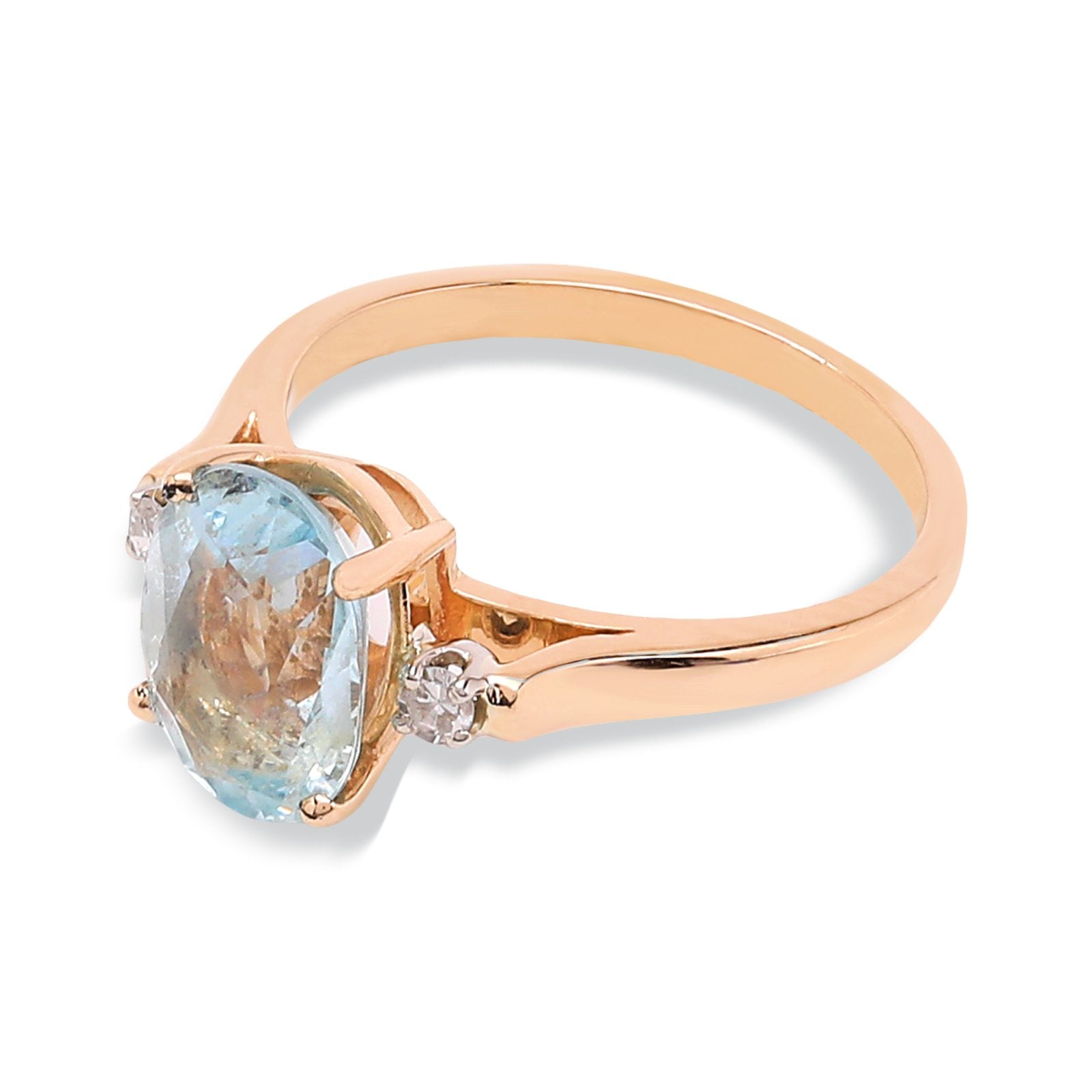 Yellow Gold Aquamarine Ring,14k, TDW: 0.04ct , SI, G-H