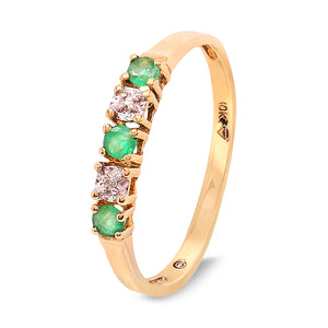 Yellow Gold setting with Three Natural  Emerald ,10K