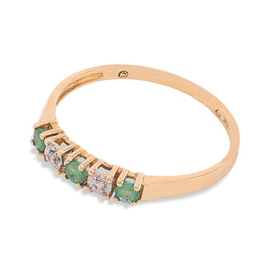 Yellow Gold setting with Three Natural  Emerald ,10K