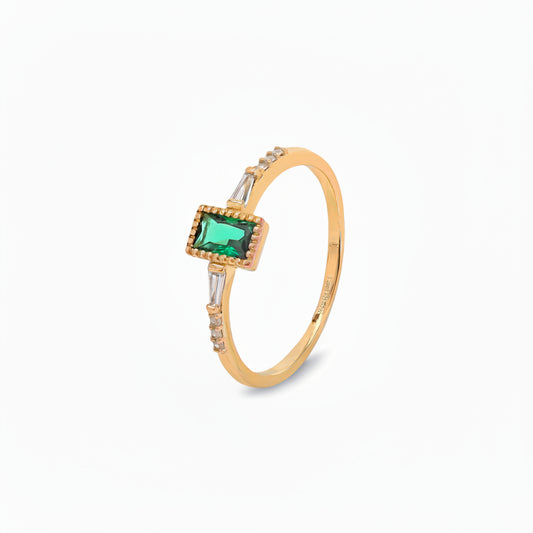 10K Yellow Gold Ring setting with Green and White Cubic Zirconia