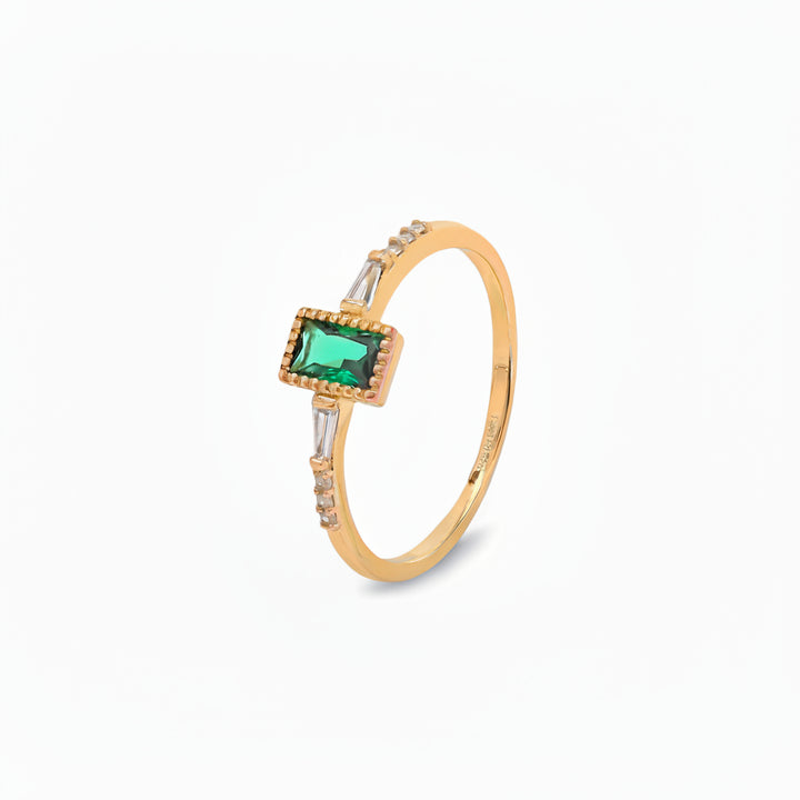 10K Yellow Gold Ring setting with Green and White Cubic Zirconia