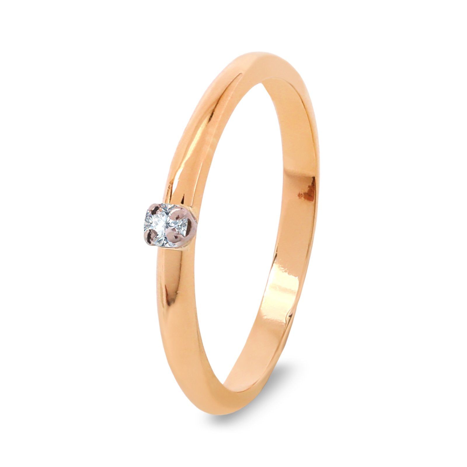 Yellow Gold Diamond Solitaire Ring,18K