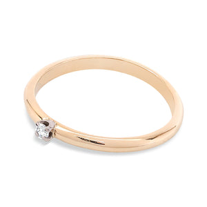 Yellow Gold Diamond Solitaire Ring,18K