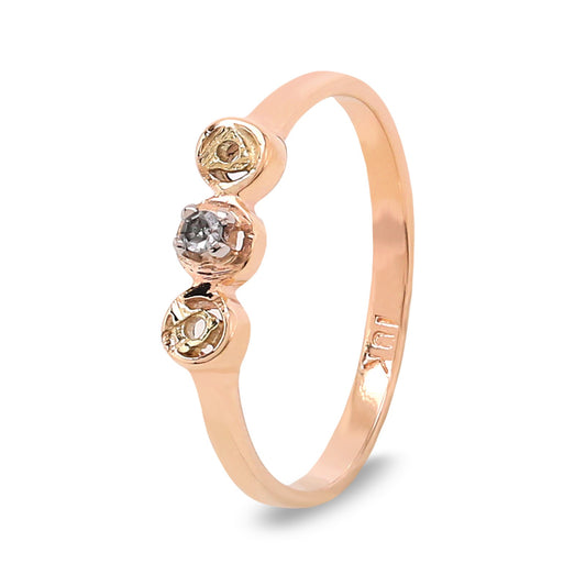 10K Yellow Gold Modern Open Circle Diamond Ring