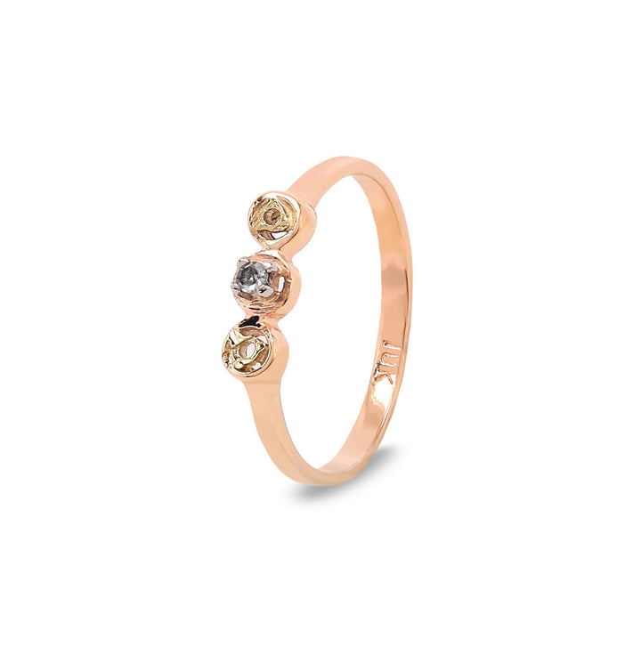 10K Yellow Gold Modern Open Circle Diamond Ring