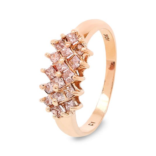 Yellow Gold  Princess Cut Cluster Boat Diamond  Ring, 10k, TDW: 0.24ct