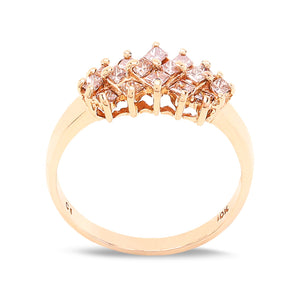 Yellow Gold  Princess Cut Cluster Boat Diamond  Ring, 10k, TDW: 0.24ct