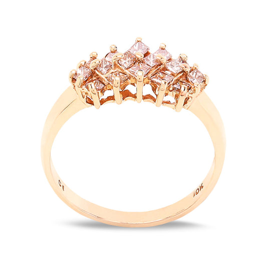 Yellow Gold  Princess Cut Cluster Boat Diamond  Ring, 10k, TDW: 0.24ct