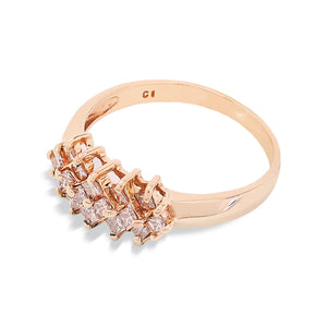 Yellow Gold  Princess Cut Cluster Boat Diamond  Ring, 10k, TDW: 0.24ct