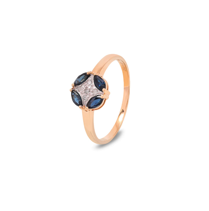 10K Two Tone Gold Sapphire Accent Ring