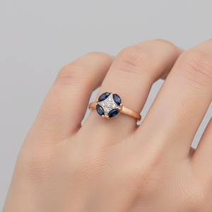 10K Two Tone Gold Sapphire Accent Ring