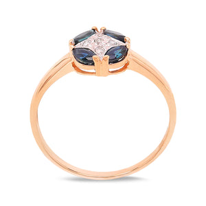 Two Tone Gold Sapphire Accent Ring with Diamond Center, 10k, S: 0.2, TDW: 0.03