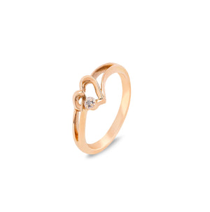 10K Yellow Gold Heart Diamond Ring, TDW:0.01ct