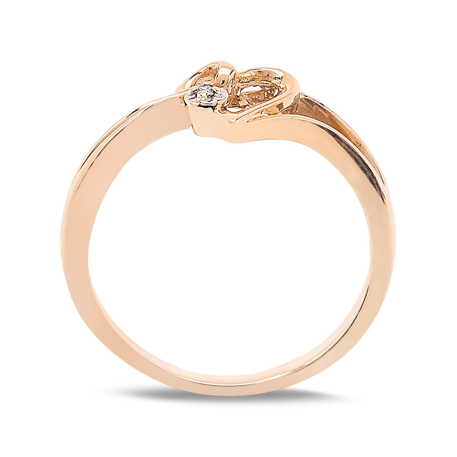 Yellow Gold Heart Diamond Ring, 10k, TDW:0.01