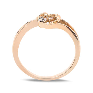 Yellow Gold Heart Diamond Ring, 10k, TDW:0.01