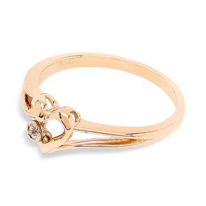 Yellow Gold Heart Diamond Ring, 10k, TDW:0.01