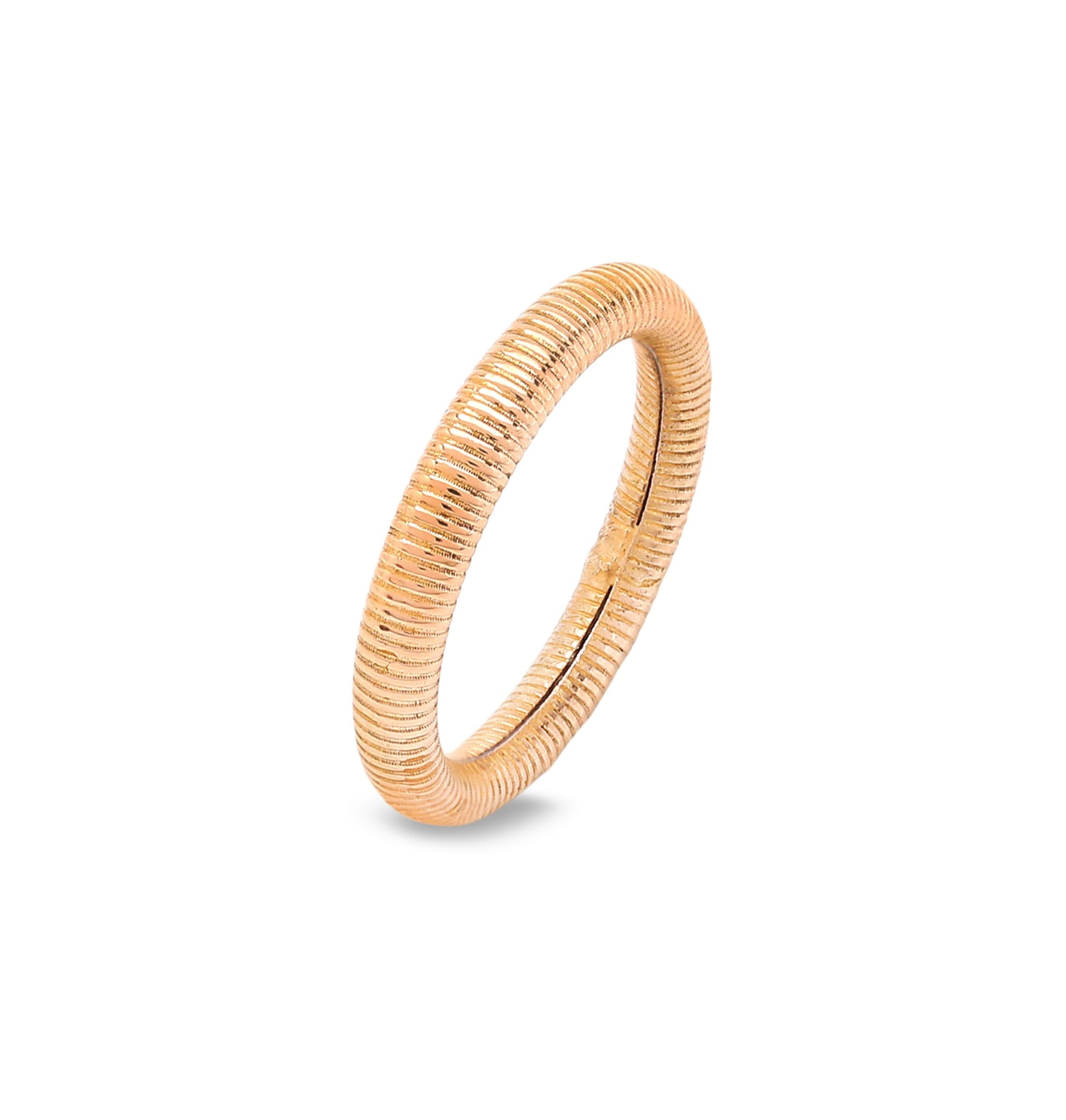 18K Yellow Gold Ribbed Stacking Ring