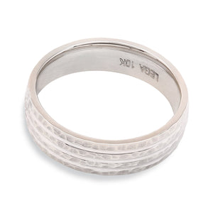 White Gold 6mm Hammer Finish Men's Ring, 10k