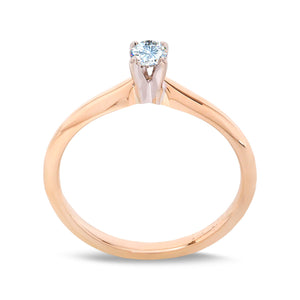 Yellow Gold Ring with Round Solitaire Diamond, 14k, TDW:0.17, SI, G-H,
