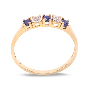 Yellow Gold Three Round Cut Sapphires, 10K