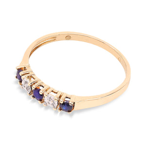 Yellow Gold Three Round Cut Sapphires, 10K