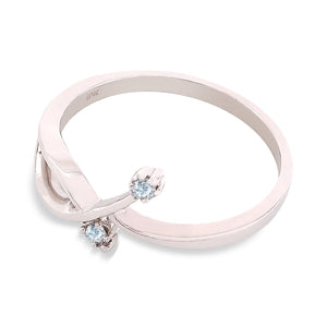 White Gold Curved and Overlapping Band Design Diamond Ring,10k, TDW: 0.04ct