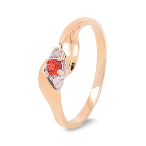 Yellow Gold Ring with Solitaire Garnet and Diamond Detail in Gold,10k, TDW: 0.02ct