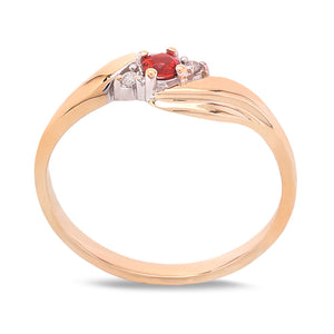 Yellow Gold Ring with Solitaire Garnet and Diamond Detail in Gold,10k, TDW: 0.02ct