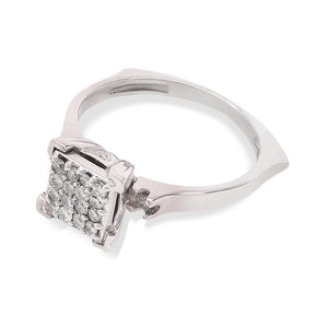 White Gold Square Cluster Diamond Ring, 18k, TDW: 0.3ct