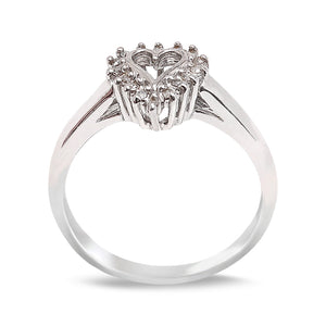 White Gold Hollowing Design Heart Shape Diamond Ring, 10k, TDW: 0.112ct