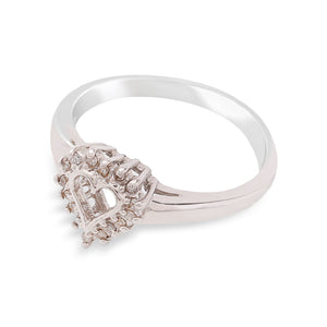 White Gold Hollowing Design Heart Shape Diamond Ring, 10k, TDW: 0.112ct