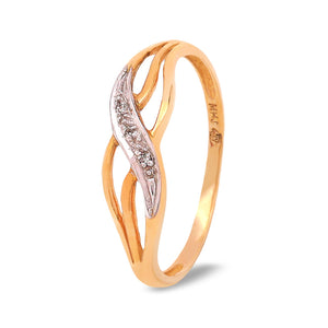 Two-tone Gold Twist Diamond Ring, 10k,  TDW:0.02
