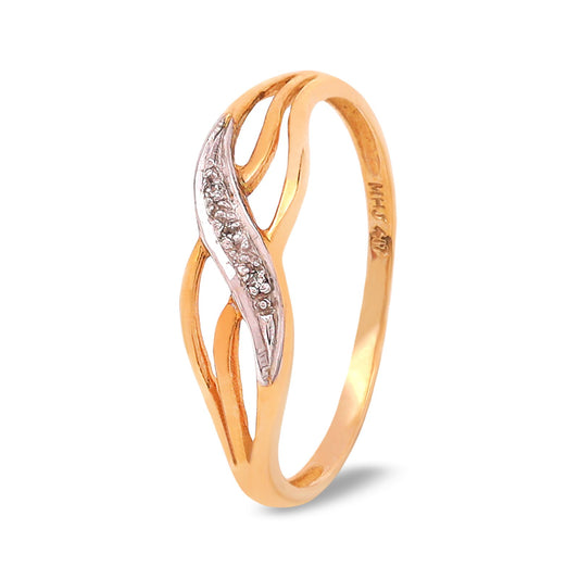 Two-tone Gold Twist Diamond Ring, 10k,  TDW:0.02