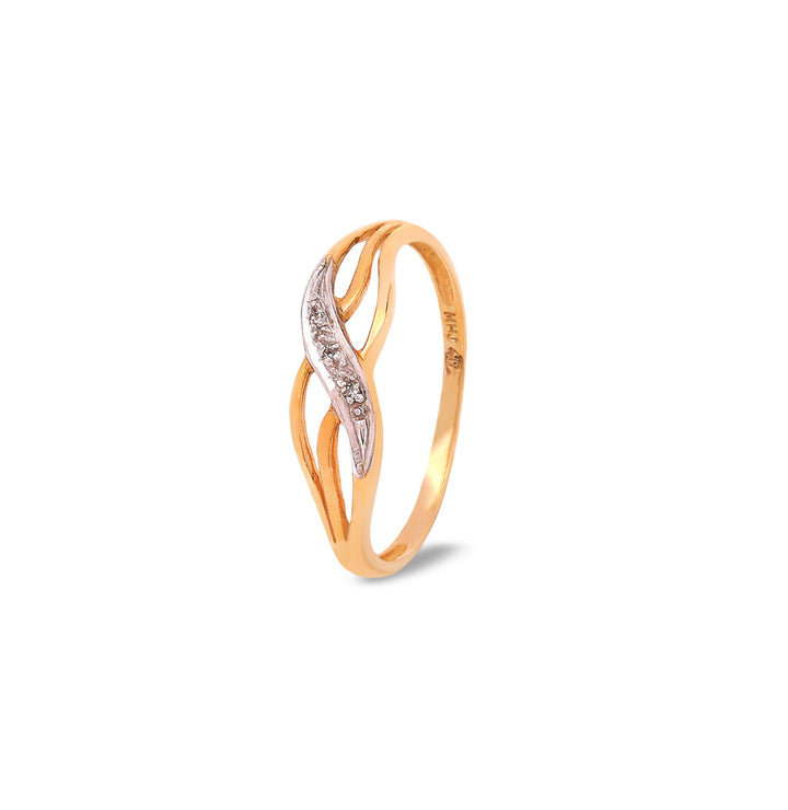 10K Two–Tone Gold Twist Diamond Ring, TDW:0.02ct