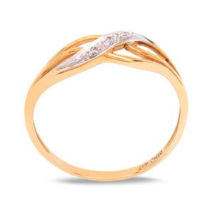 Two-tone Gold Twist Diamond Ring, 10k,  TDW:0.02