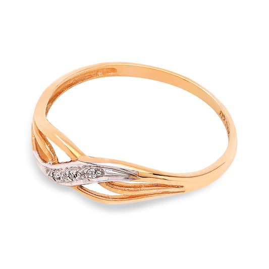 Two-tone Gold Twist Diamond Ring, 10k,  TDW:0.02