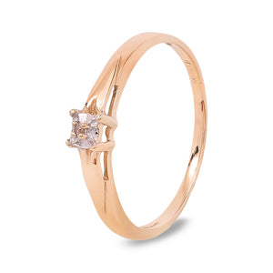 Yellow Gold Ring with Single Round Cut Diamond,10k, SI, G-H, TDW:0.02