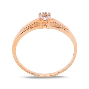Yellow Gold Ring with Single Round Cut Diamond,10k, SI, G-H, TDW:0.02