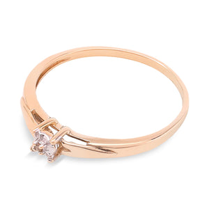 Yellow Gold Ring with Single Round Cut Diamond,10k, SI, G-H, TDW:0.02