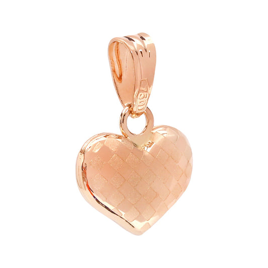 Three Tones Gold Textured Heart Pendant, 18k, 1.5gr