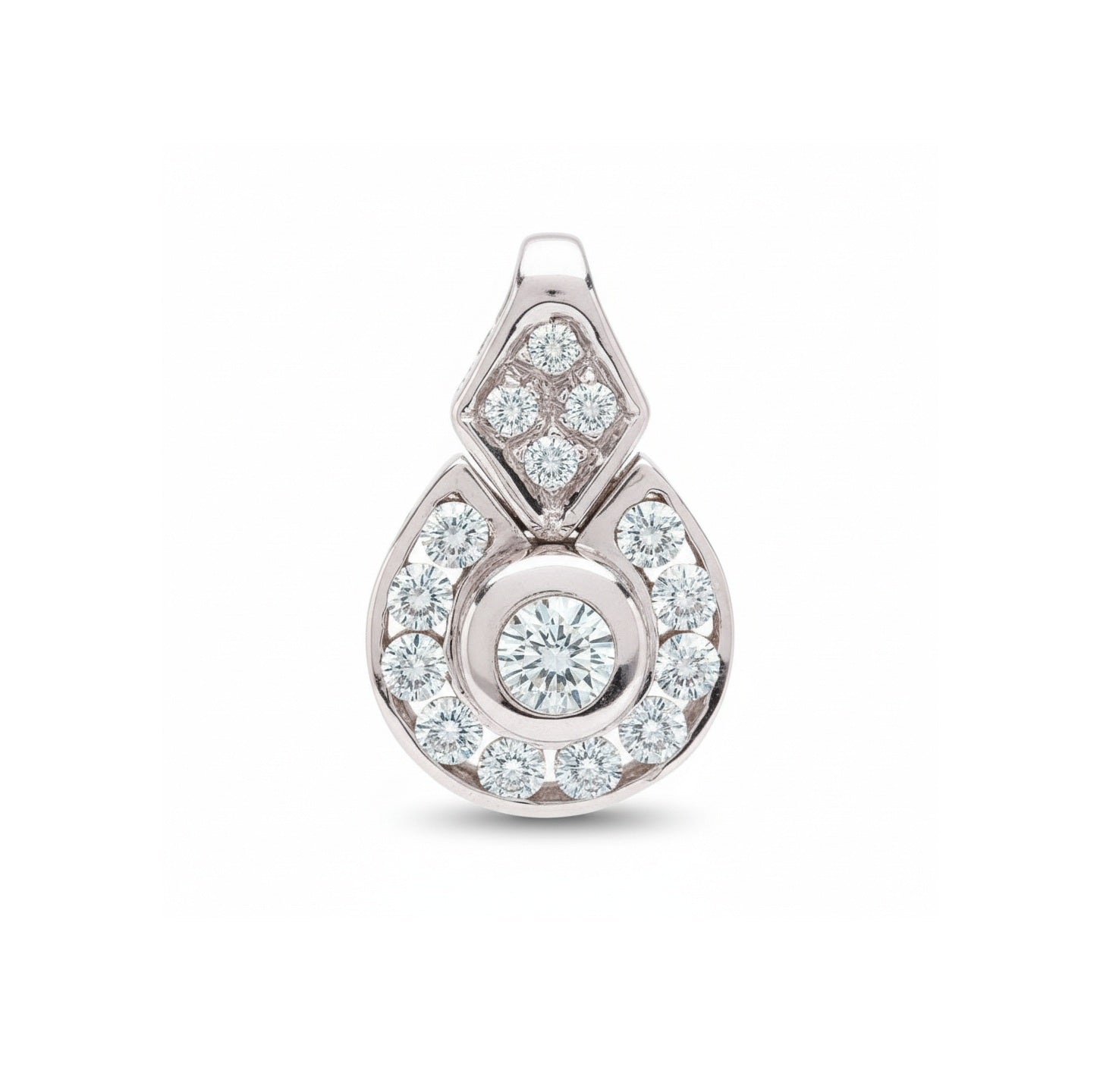 White Gold Tear Drop Diamond Pendant 18k, TDW: 0.64ct, VS, GH