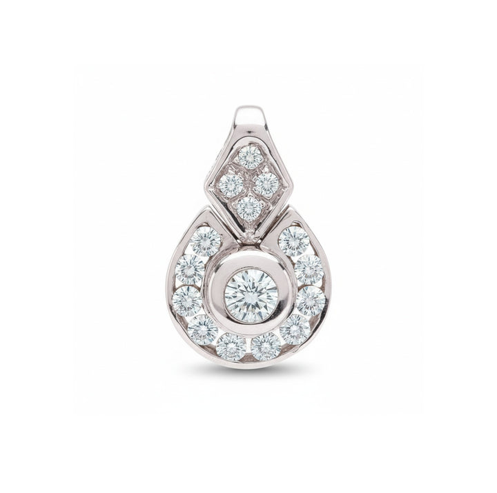 18K White Gold Tear Drop Diamond Pendant TDW: 0.64ct VS GH